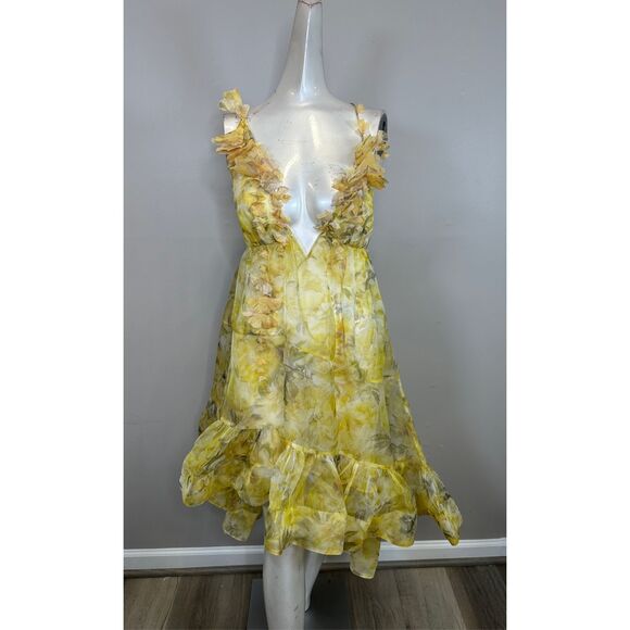 Zimmermann Harmony Silk Peony Asymmetrical Dress Size AU2/US8 $1950 - Picture 4 of 13